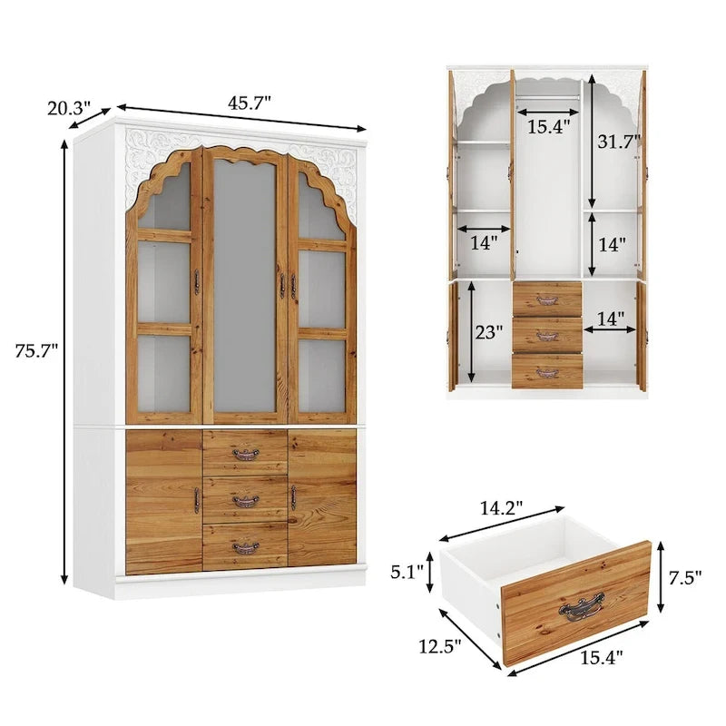 Set vintage composto da due ampi armadi guardaroba con dettagli in metallo