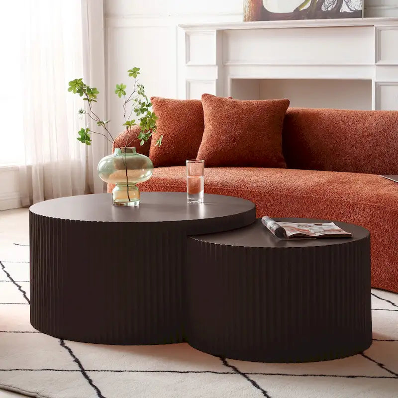 Moderne glamoureuze ronde nesting-bijzettafelset voor de woonkamer (set van 2), niet gemonteerd