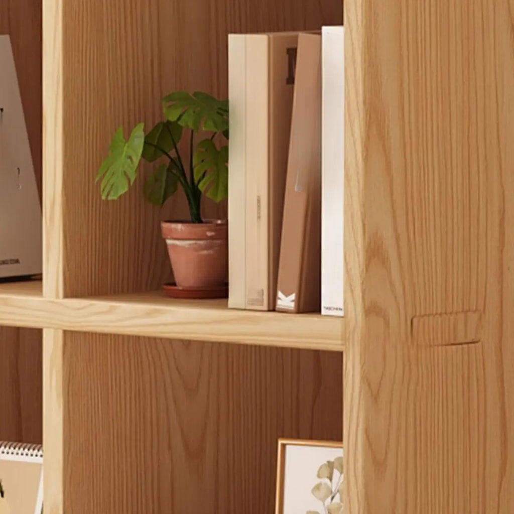 Moderne horizontale houten boekenkast met 8 vakken en naturel afwerking