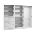 Sistema modulare per cabina armadio 107 con aste, ripiani e cassetti, stile Shaker
