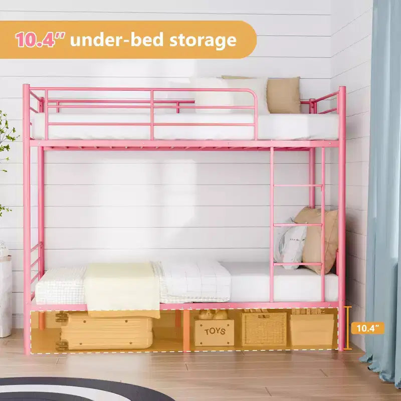 Lit superposé en acier Karl Home, 1 place au-dessus d’une place, avec échelle, pour chambre ou dortoir, enfants et adultes