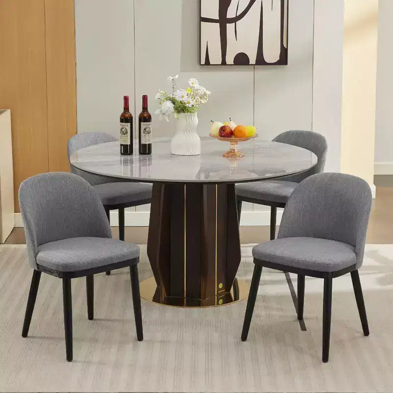 Esszimmerstuhl-Set, 4/6 Stück, gepolsterte Küchen- und Esszimmerstühle aus Leinenstoff im Landhausstil mit verstellbaren Füßen für Esszimmer und Wohnzimmer