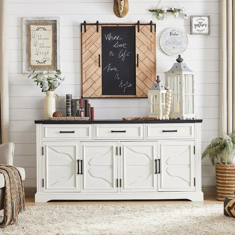 Credenza a buffet in stile rustico, mobile per angolo caffè o bar per vini per sala da pranzo - N/A
