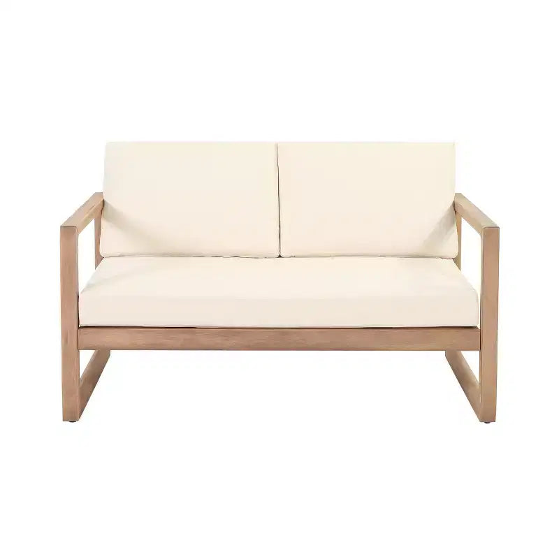 Tuinmeubelset van acaciahout, loungeset voor buiten met salontafel en zachte kussens voor de achtertuin, veranda en het balkon, beige - Merax