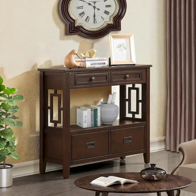 Consoletafel met 4 lades en opbergplank