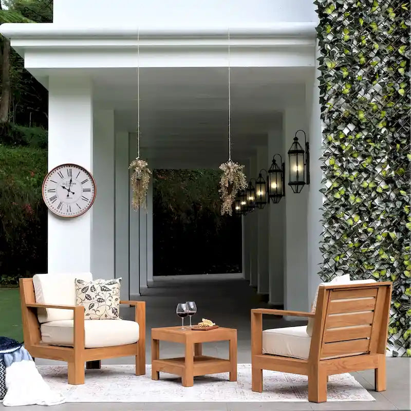 Cambridge Casual Logan 3-teiliges Teakholz-Set für draußen mit Sunbrella-Kissen
