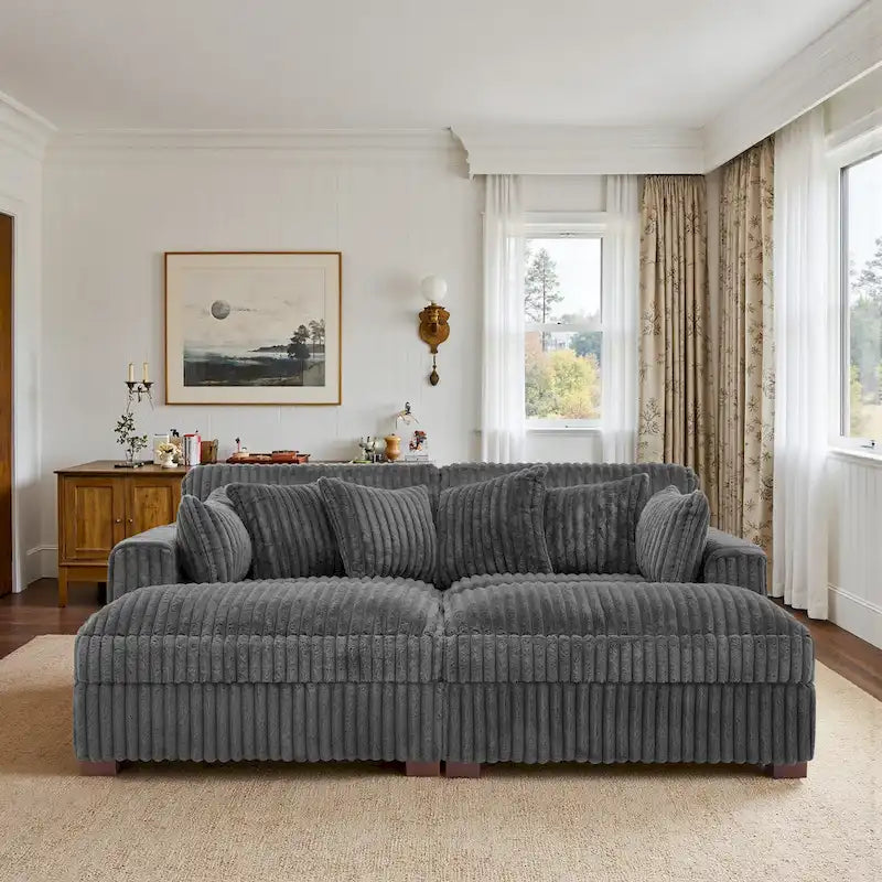 Modulaire hoekbank van stof voor de woonkamer en slaapkamer