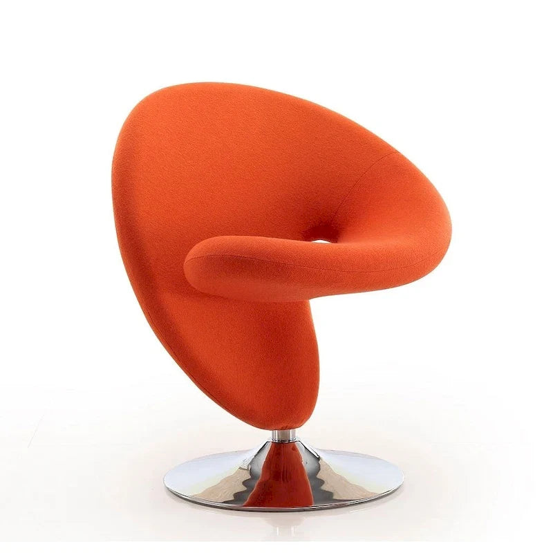 Poltrona girevole decorativa Curl Manhattan Comfort in misto lana e cromo (set da 2)