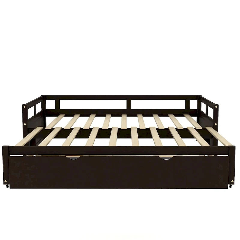 Ausziehbares Tagesbett mit Ausziehbett, Holztagesbett mit Ausziehbett