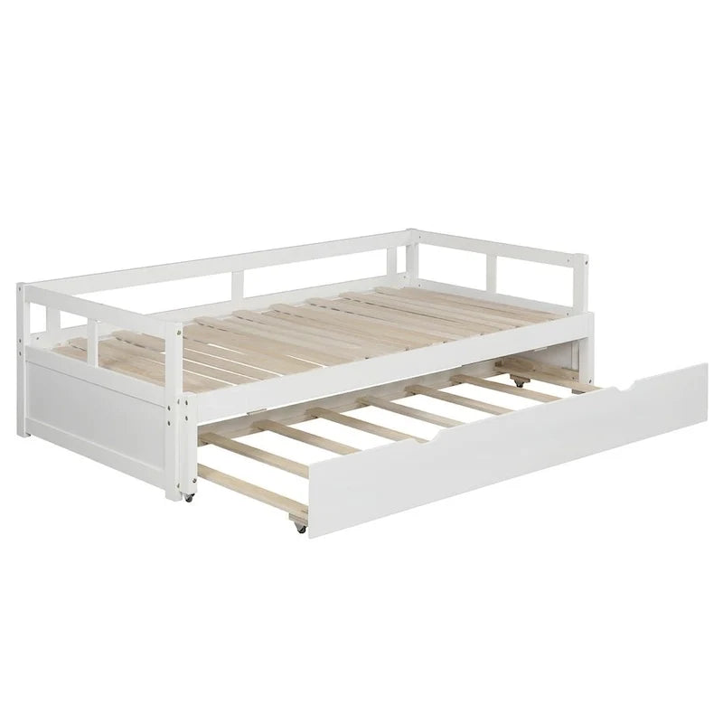 Ausziehbares Tagesbett mit Ausziehbett, Holztagesbett mit Ausziehbett