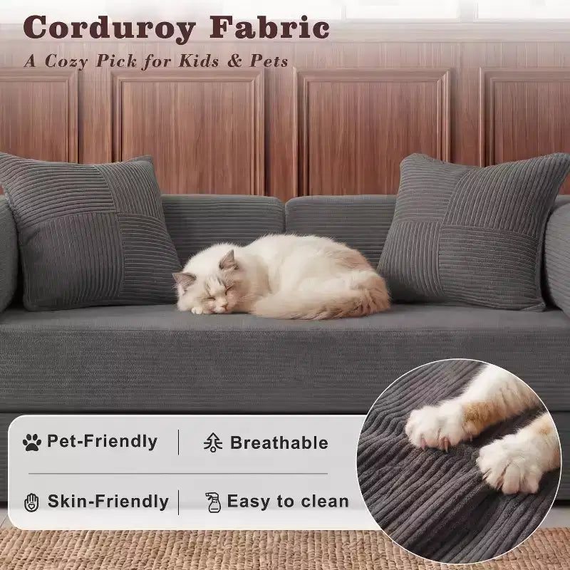 Dyonery 65-Zoll-Fünf-in-eins-Klappsofabett für den Boden, zum Doppelbett-Sofabett umwandelbar, mit festem Metallrahmen, Cord