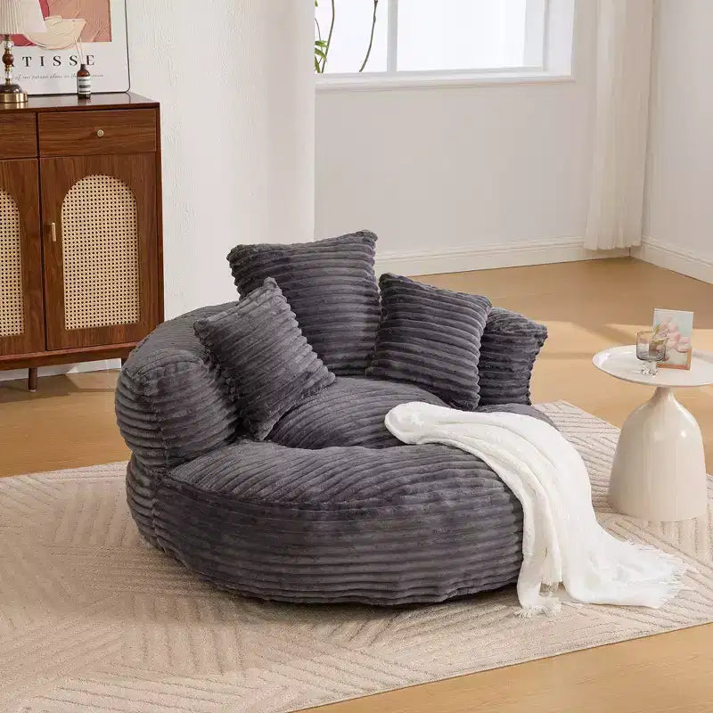 Sitzsacksofa für Erwachsene und Kinder, übergroßer Cord-Sitzsack mit 3 Kissen und Armlehnen für Wohnzimmer und Schlafzimmer - ModernLuxe