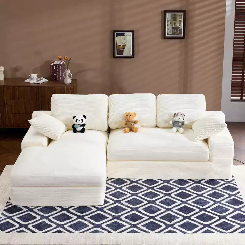 Clihome Cordsofa - weich und hautfreundlich, mit 3 Rückenkissen und 2 Zierkissen