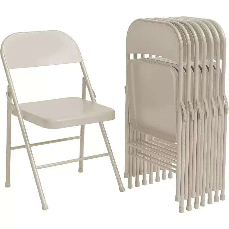 8er-Set komplett aus Stahl gefertigter Klappstühle mit Rückenlehnen, robuste klappbare Metall-Esszimmerstühle, Tragkraft 350 lbs, für drinnen und draußen geeignet