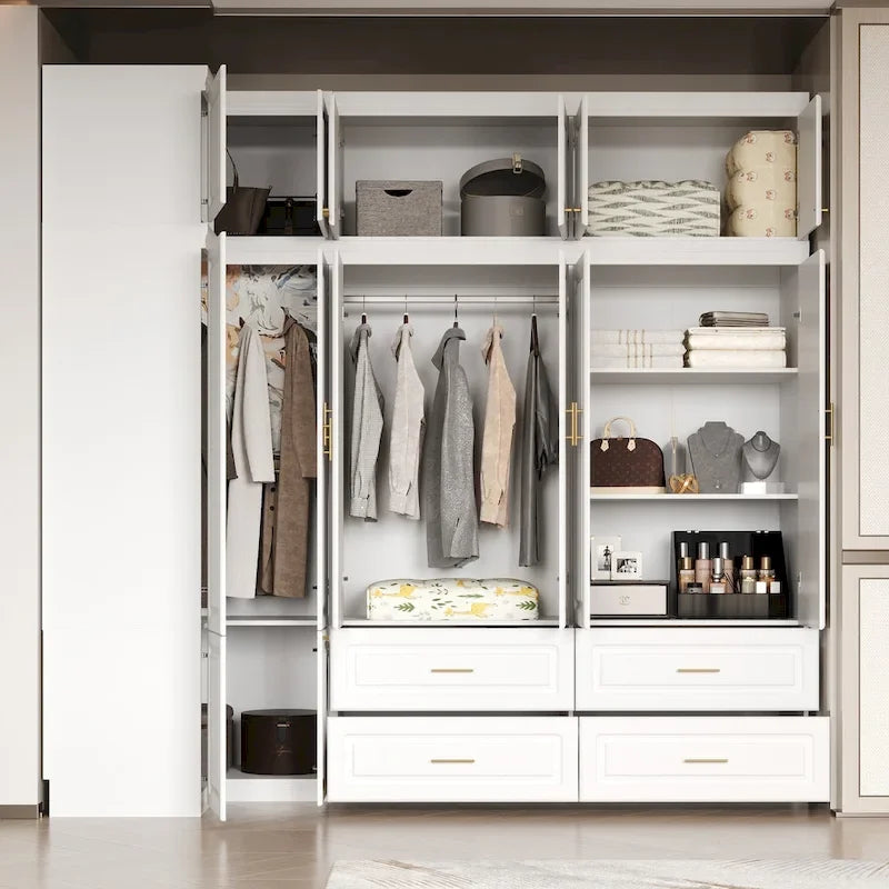Kleiderschrank mit Kleiderstange und 4 Schubladen, viel Stauraum