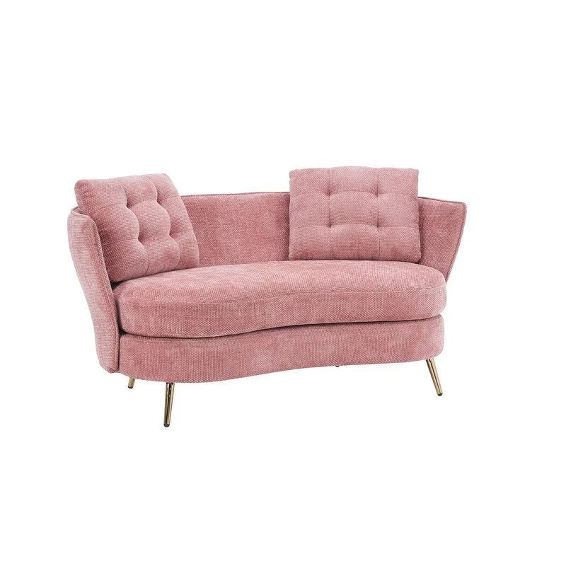 Gepolstertes Sofa mit goldfarbenen Metallbeinen, Club-Zweisitzer für Wohn- und Lesezimmer, Schlafzimmer, Apartment, kleine Räume und Wohnheime