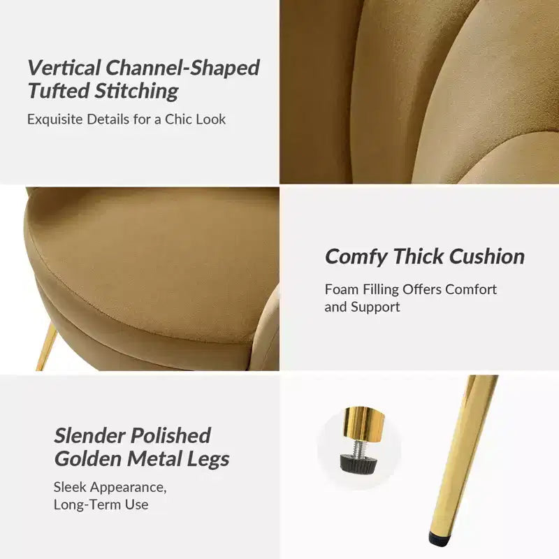 Comfy Barrel Chair with Golden Metal Legs, Living Room Accent Chair
