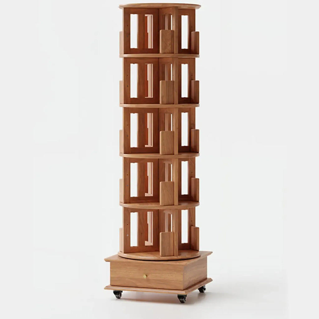 Wooden Vertical Narrow Rotating Bookcase