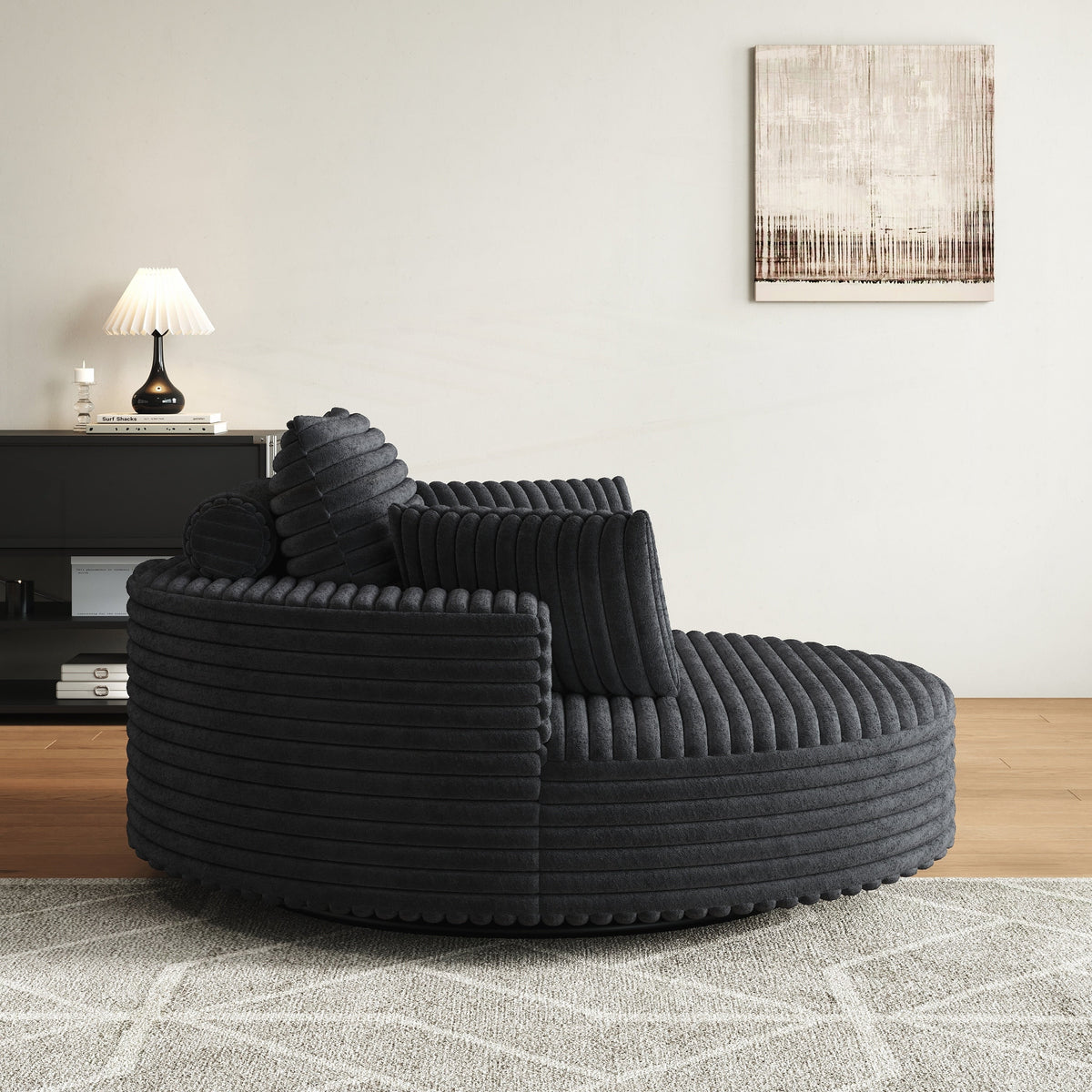 Einzelsessel mit Cord-Chenille-Bezug und Schaumstoffpolsterung, drehbar