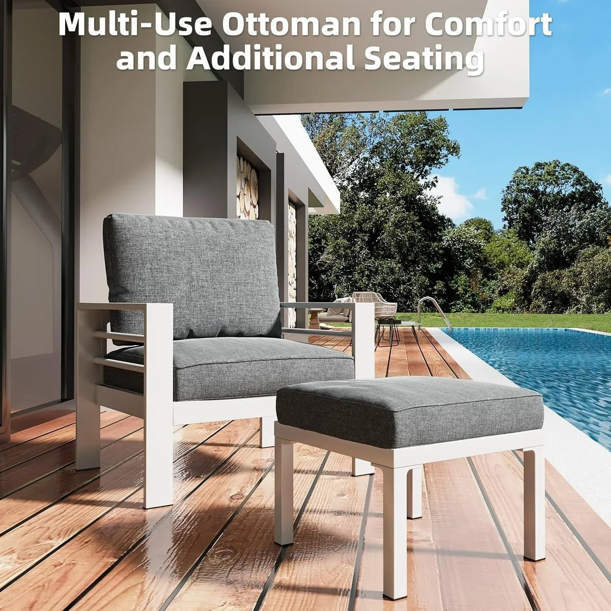 Ensemble de mobilier de jardin en aluminium AECOJOY de 7 pièces, salon de jardin