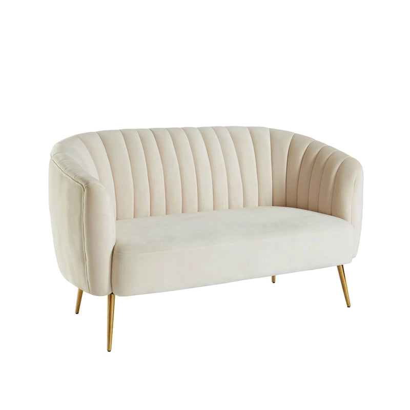 Albany zeitgemäßes Samt-Mikrofaser-Loveseat mit Knopfheftung von Silver Orchid