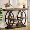 Lantine 39.4 Console Table, Industrial 4-Tier Sofa Table Entryway Table with Storage Shelves and Metal Frame for Small Spaces, Hallway, Foyer, Brown