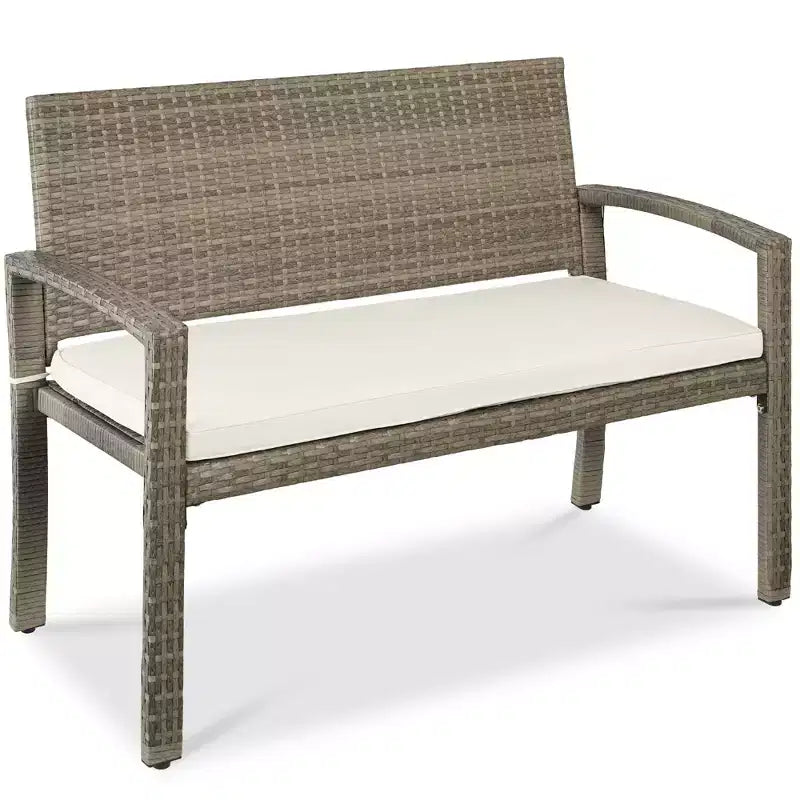 Best Choice Products Outdoor-Gartenbank aus Korbgeflecht für 2 Personen, Garten- und Terrassenmöbel mit einer Tragkraft von 700lb, Kissen