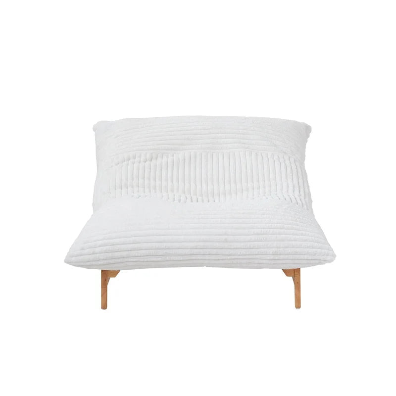 Fauteuil poire d’appoint grand format en peluche, avec structure en bois massif, confortable et garni de duvet