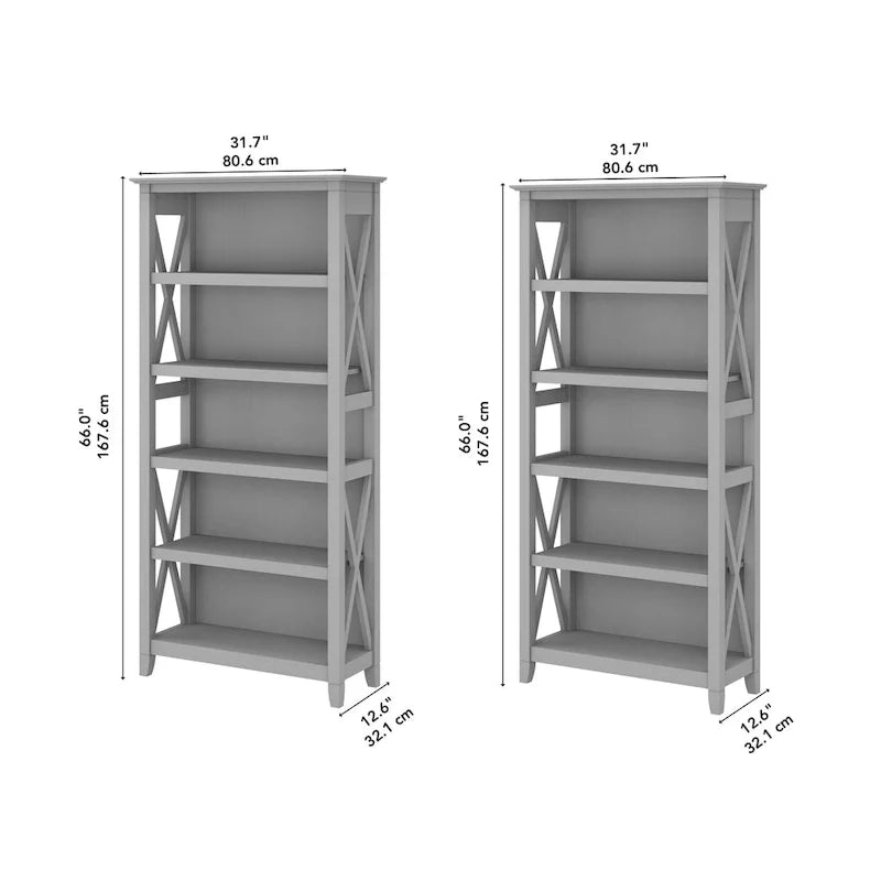 Boekenkast met 5 planken uit de Key West-serie van Bush Furniture