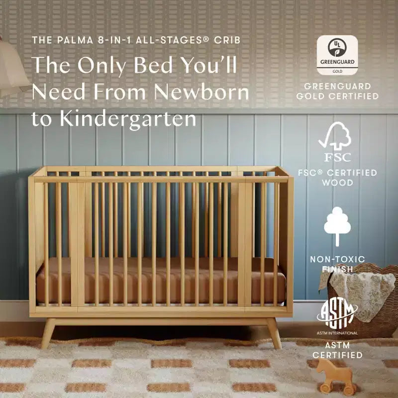 Lettino trasformabile Babyletto Palma 8-in-1 per tutte le fasi, con kit per culla e letto per bambini