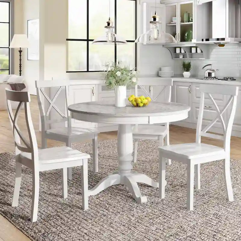 Eetkamertafel met stoelen, set van 5 stuks voor 4 personen