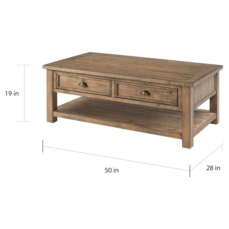 The Gray Barn Downington Couchtisch aus Massivholz mit 2 Schubladen