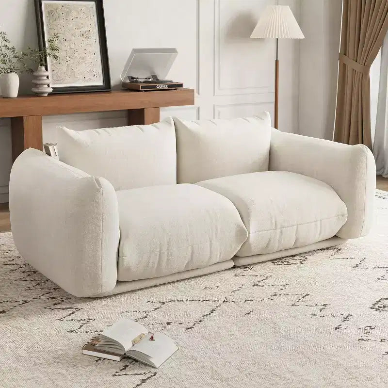 Modulares Zweisitzer-Sofa aus Chenille, Cloud-Sofa mit 2 Sitzplätzen und hochelastischem Schaumstoff, bodenloses Sofa für kleine Räume