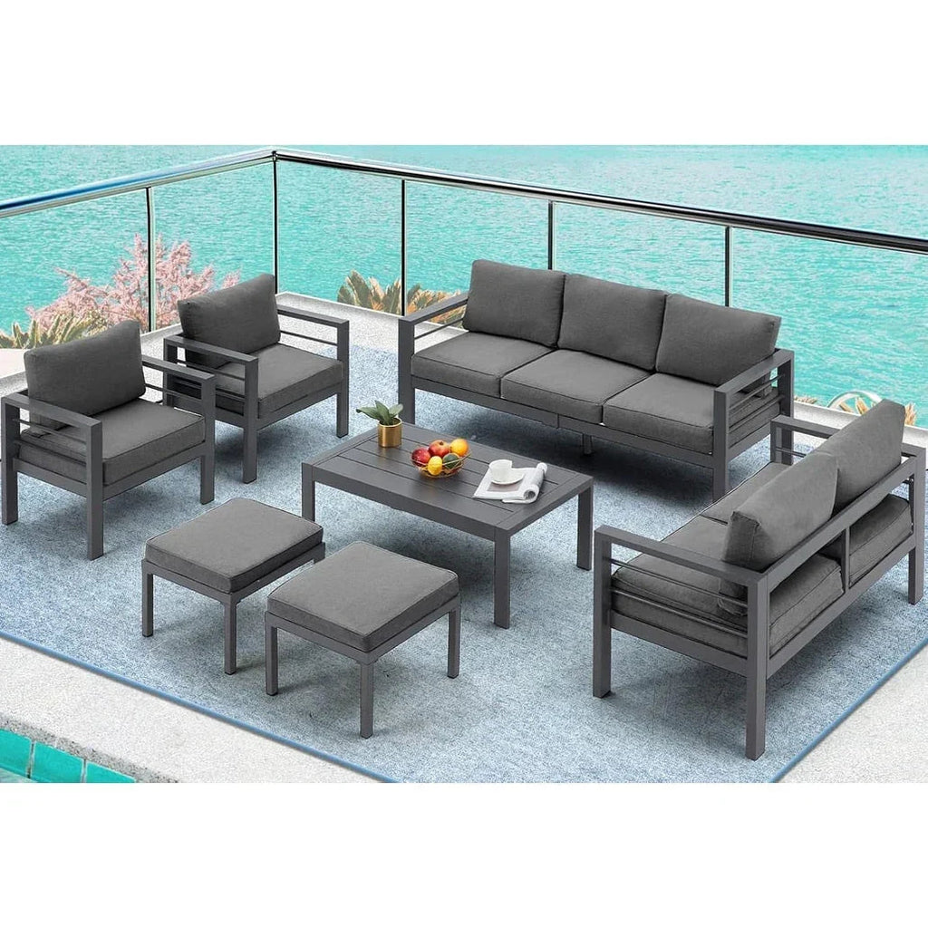 Ensemble de mobilier de jardin en aluminium AECOJOY de 7 pièces, salon de jardin
