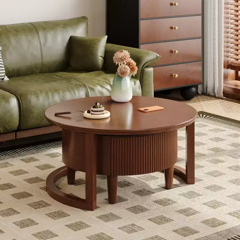 Moderner Satztisch-Couchtisch mit Schublade, runder Wohnzimmertisch mit Stauraum