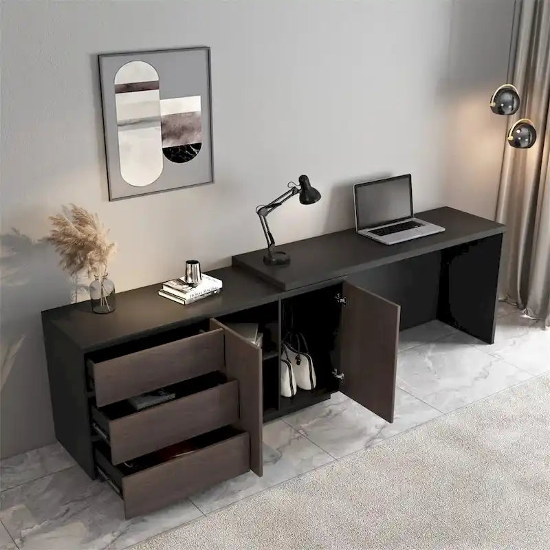 Bureau extensible avec tiroir et commode de rangement pour bureau à domicile