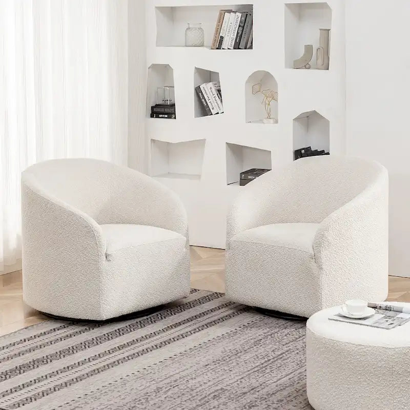 Fauteuil pivotant tonneau KINWELL 32 W rembourré en bouclé (lot de 2)