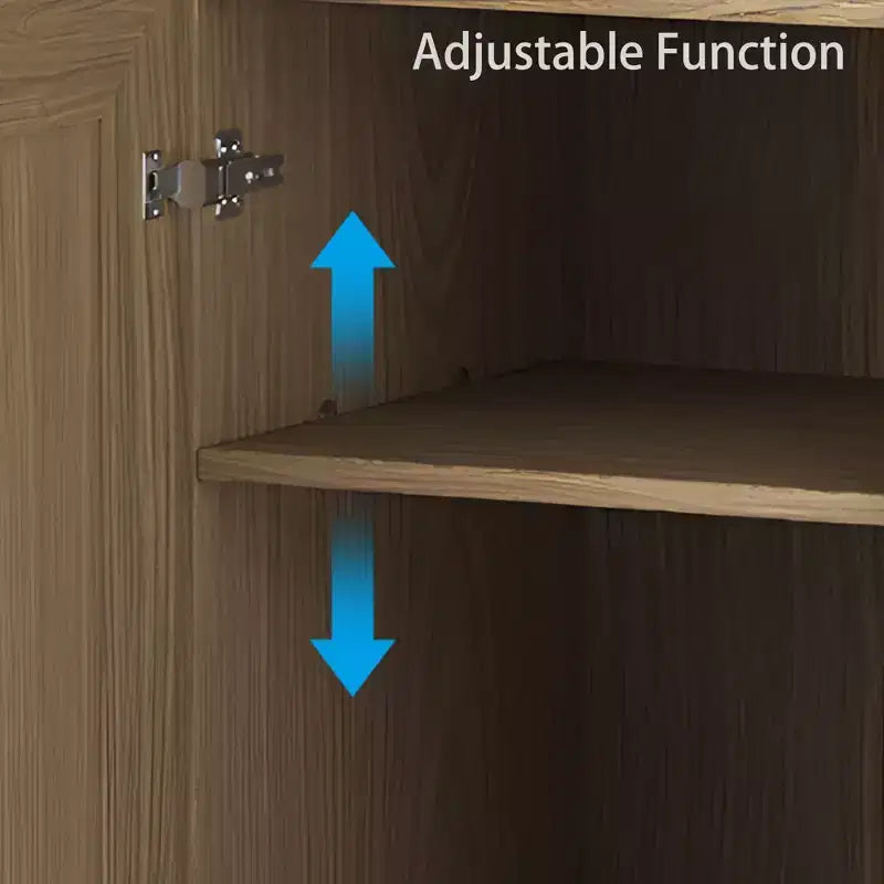 Armoire décorative de rangement noire de 62 de haut, avec portes tressées effet bois et 12 étagères