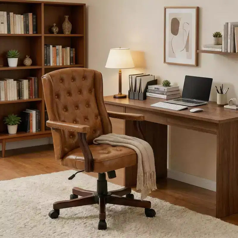 Sedia da ufficio direzionale con design a schienale alto e funzione girevole per l'ufficio domestico