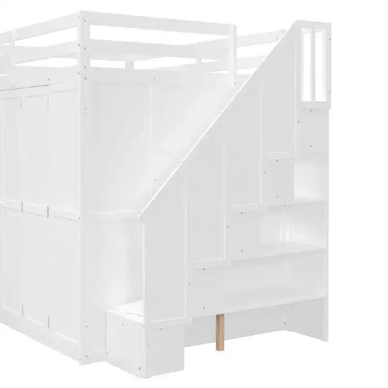 Whisen hoogslaper voor een tweepersoonsbed, kledingroedes, opvouwbare planken en bureaus voor een opgeruimd huis