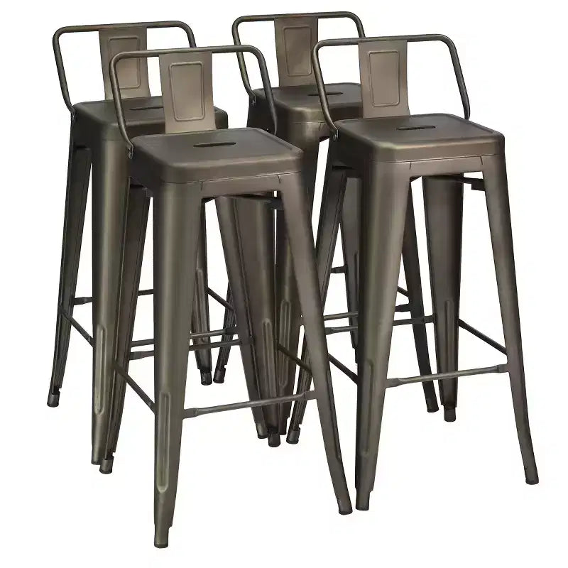 Costway Set aus 4 Metall-Barhockern, 30 Zoll hoch, im Industrie-Look, mit niedriger Rückenlehne aus StahlW/