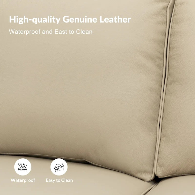 Balvino Sofa mit 81 cm Breite, im Übergangsstil, aus echtem Leder, mit gerollten Armlehnen, Nagelkopfbesatz und abnehmbaren Kissen