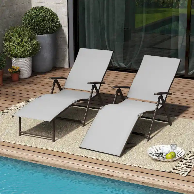 Pellebant 2er-Set verstellbare Gartenliegen aus Aluminium - N/A