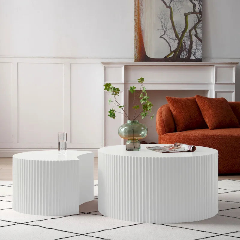 Moderne glamoureuze ronde nesting-bijzettafelset voor de woonkamer (set van 2), niet gemonteerd