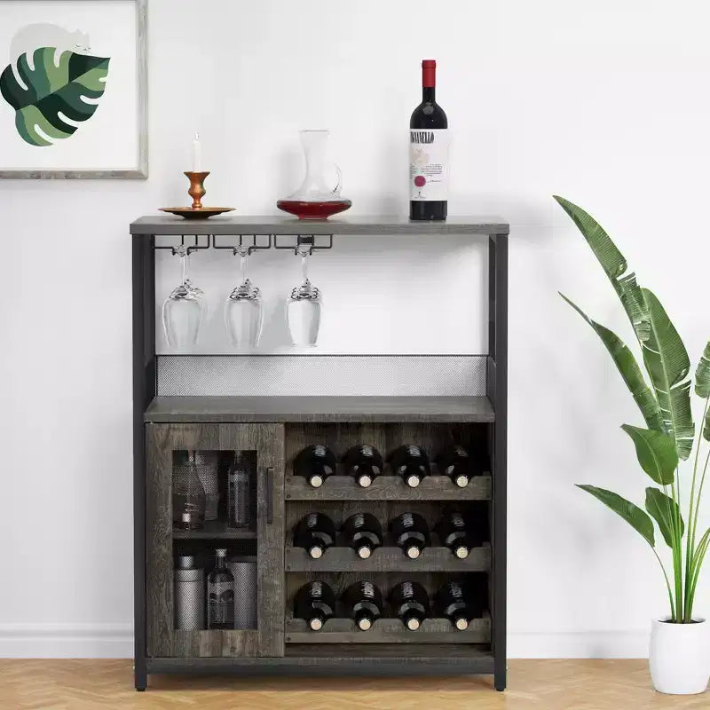 DobleePy Barschrank, Weinschrank und Sideboard mit verstellbaren Regalböden, geeignet für kleine Barschänke in Küchen und Restaurants, Retro-Farbe