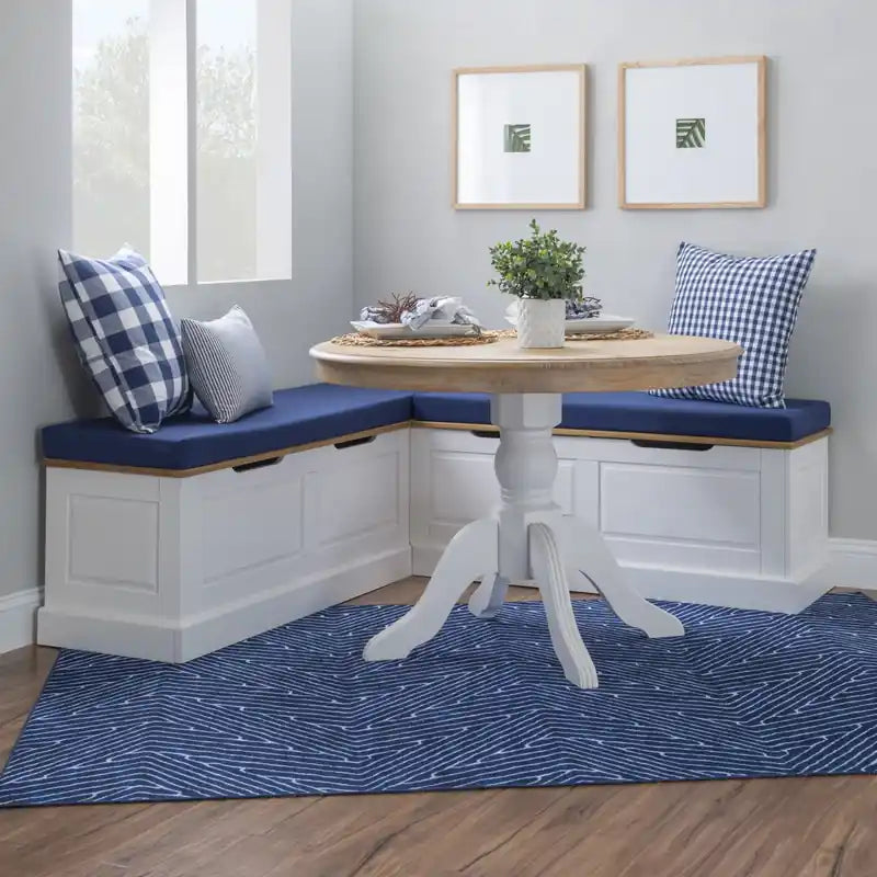 Banc d’angle de salle à manger sans dossier - naturel et blanc