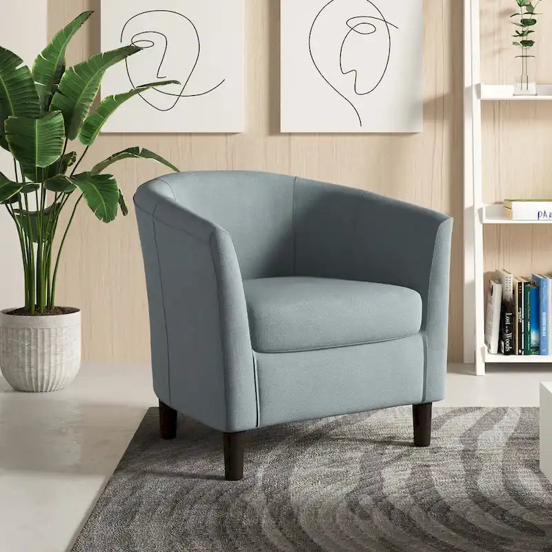 Poltrone d'accento moderne a barile, accoglienti, con braccioli, stile club