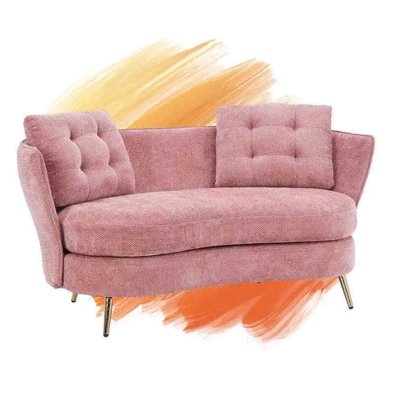 Gepolstertes Sofa mit goldfarbenen Metallbeinen, Club-Zweisitzer für Wohn- und Lesezimmer, Schlafzimmer, Apartment, kleine Räume und Wohnheime