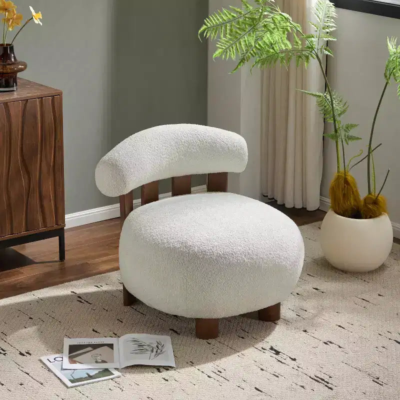 Christopher Knight Home Gareth Moderner Akzent-Slipperstuhl aus Holz mit Bouclé-Polsterung
