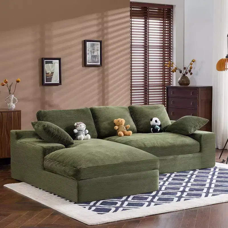 Clihome Cordsofa - weich und hautfreundlich, mit 3 Rückenkissen und 2 Zierkissen